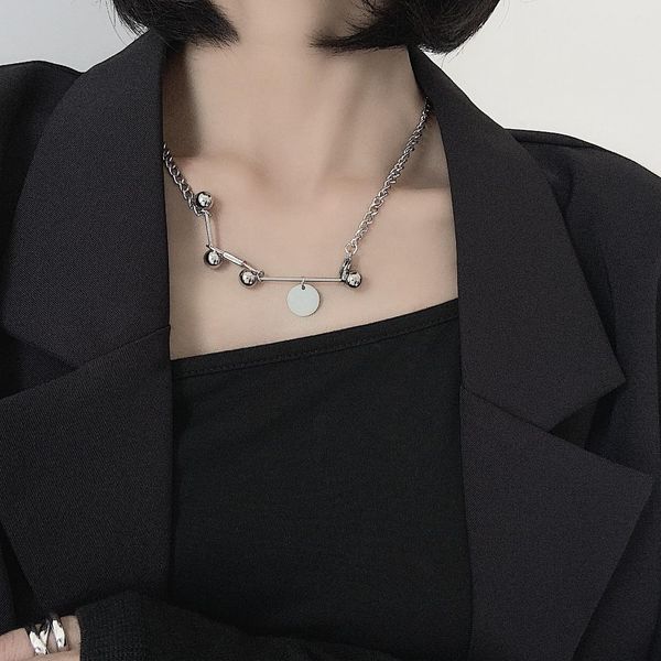

hip hop cool silver color thick chain choker necklaces for women punk lock ball geometric necklace jewelry girl party gift 2019, Golden;silver