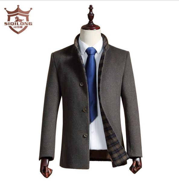 

siqilong woolen coat men winter long section jacket men windbreaker overcoat veste homme casaco male trench wool coat s-4xl, Black
