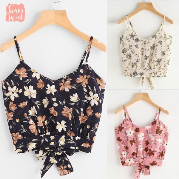 

camis ladies crop самообратных v шеи печати цветочные feminino женщин лето 2019 мода без рукавов top sexy жилет топы tee, White