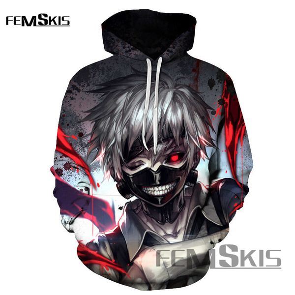 

classic anime tokyo ghoul 3d hoodies fashion harajuku hip hop men women hooded sweatshirt, Black