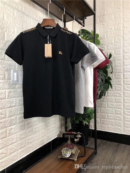 

19 new luxuriou brand de ign bbr embroidery logo letter polo hirt men women fa hion ca ual treetwear weat hirt outdoor hirt