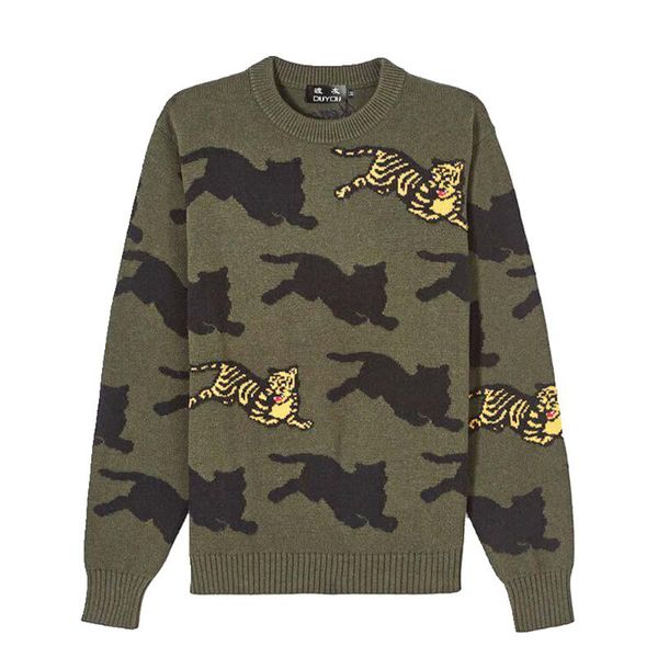 

duyou 2019 новая осень зима свитер мужчин пуловер тигр вязаный свитер мужской повседневная мода высокого качества плюс размер, White;black