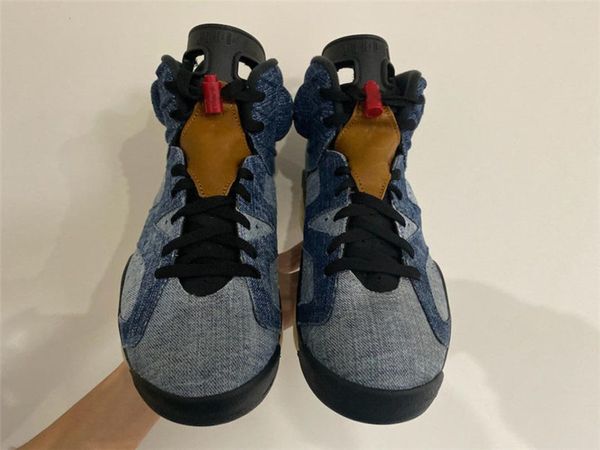 

est air authentic 6 washed denim retro sail -varsity red -black 6s blue men casual shoes ct5350 -401 sports sneakers with box