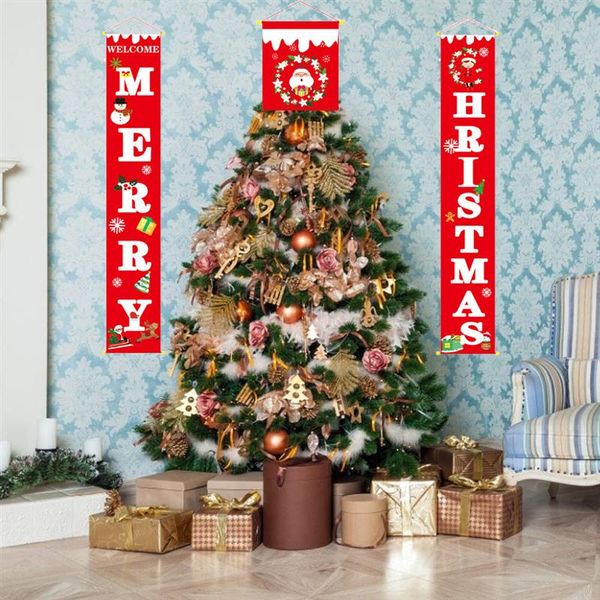 

merry christmas door banner red and black plaid porch sign new year xmas decorations for home wall door party outdoor indoor