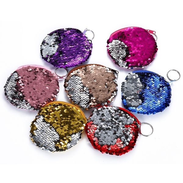 

coin pocket wallet for kids girl glittering women zipper party clutch handbag purse money change bag pouch, Red;black