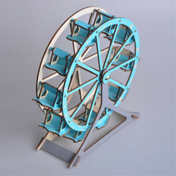 

2020 3d puzzle wooden ferris wheel carousel & house miniature kits self assembly toy
