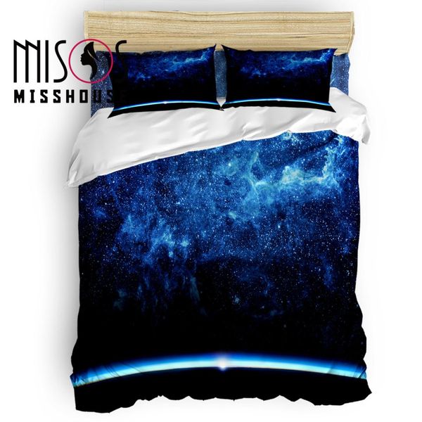 

misshouse galaxy starry sky пододеяльник набор простыней утешитель чехол наволочки 4шт постельного белья