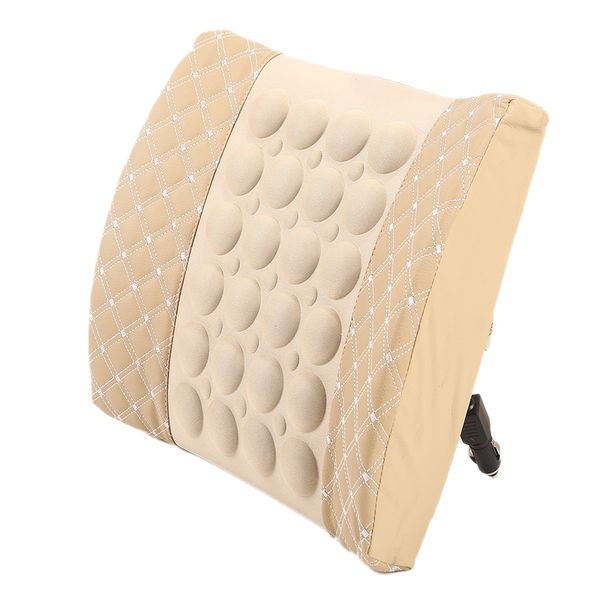 

car electric pillow waist massager pillow soft cotton back support office chair lumbar dc12v