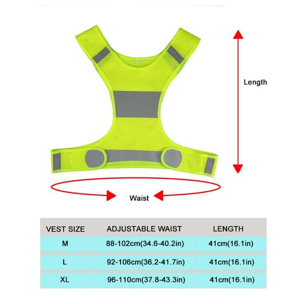 

new cycling vest outdoor running reflective vest adjustable lightweight safety sports gear for women men jogging walking, Black