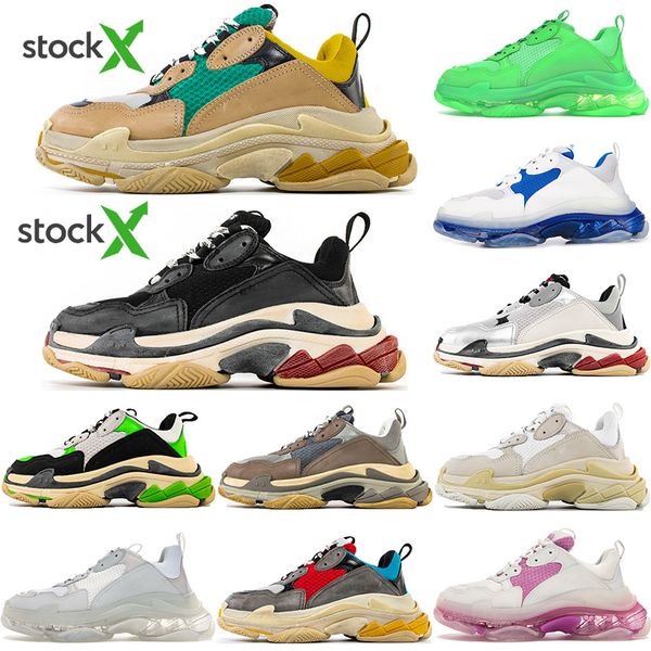 

2020 new paris fashion 17fw triple s sneakers boots for men women green white sneakers vintage old dad grandpa casual shoes, Black