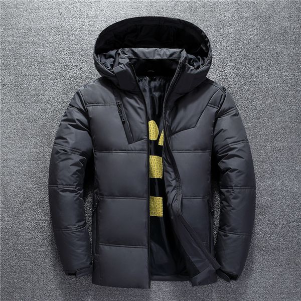 

new winter jacket men fashion casual coat hood thick warm waterproof down jacket male winter parkas outerwear, Black