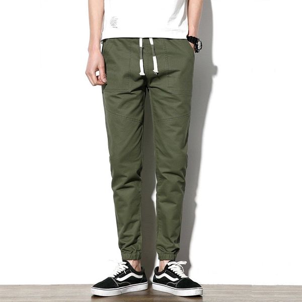 

hirigin 2019 new fashion men skinny slim stretch work trousers cotton blend casual long pants, Black