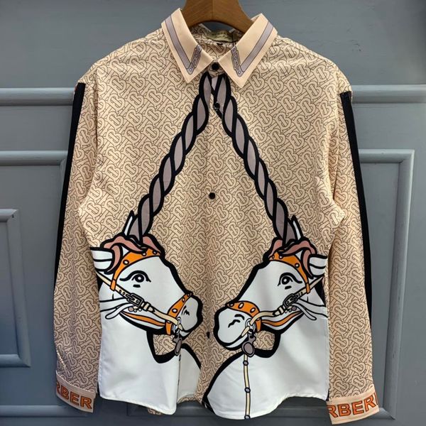 

19fw new luxurious brand design bbr shirt long sleeve fashion unicorn breathable men and women casual outdoor shirt, Gray;blue