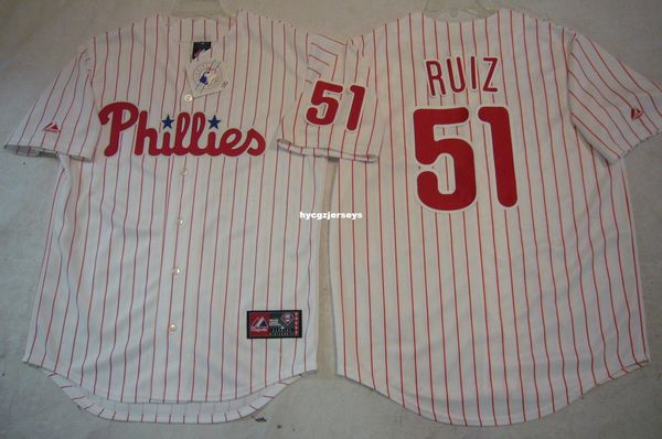 

baseball pp #51 carlos ruiz sewn shirt jersey white mens stitched jerseys big and tall size xs-6xl for sale, Black;blue