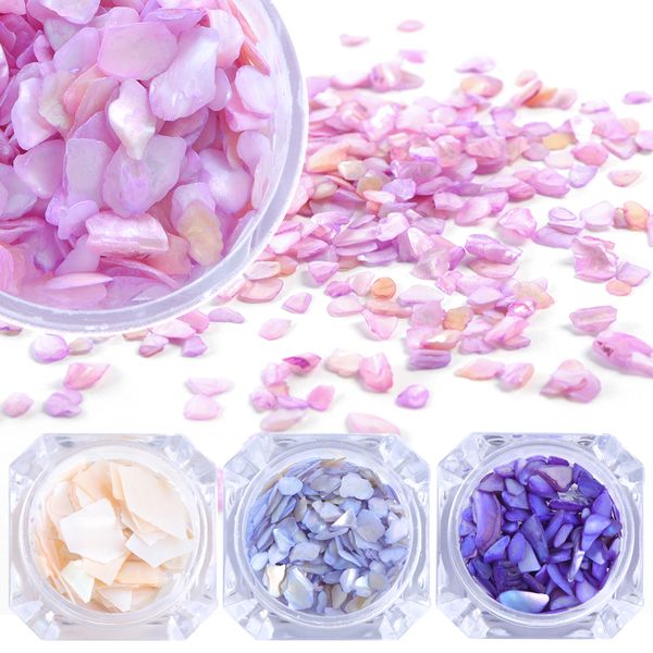 

1box irregular shell flakes decoration nail art glitter crushed stone shell 3d slice gradient gravel manicure accessories la733, Silver;gold