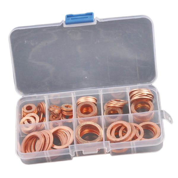 

copper washer, 120-pcs flat ring copper washers assortment kit - 8 size