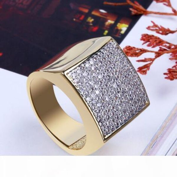 

trendy jewelry wholesale hip hop rock iced out ring gold color plated micro pave cz stones rings for men, Silver