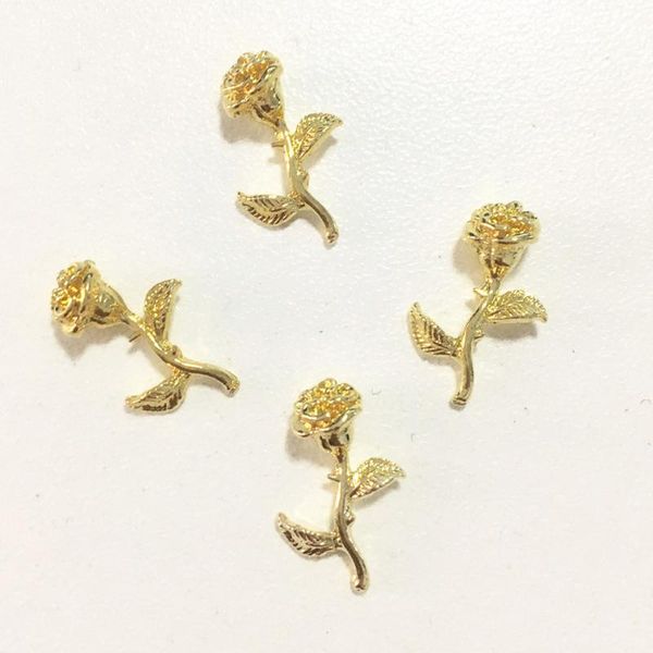 

40pcs rose 3d nail art decorations bling flower accessoires gold stud big manicure metal nailart supply spring nails for charms, Silver;gold