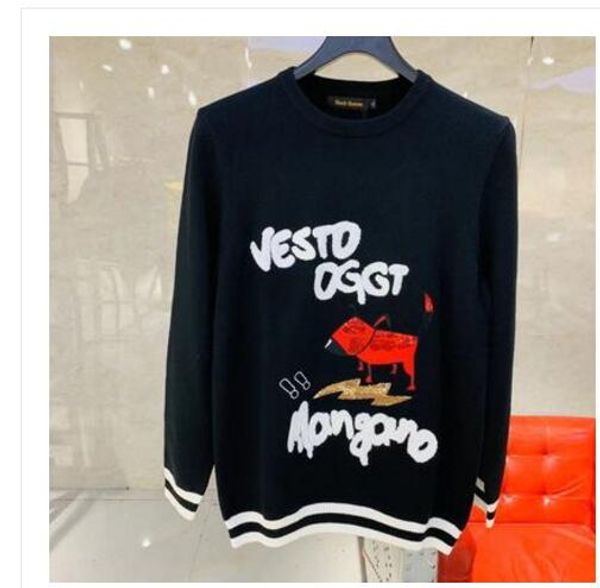 

мужской свитер пуловер мужчины бренд дизайнер толстовка с длинным рукавом дизайнерская толстовка письмо вышивка трикотаж зимняя одежда разме, White;black