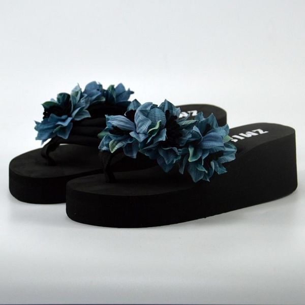 

women slippers shoes muffin wedge sandals home bathroom beach flip flops shoes super soft sandals zapatos de mujer 2020 new, Black