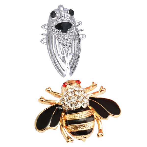

2pcs cute colorful 3d insect cicida bug bee shaped brooch pin for women men, Gray