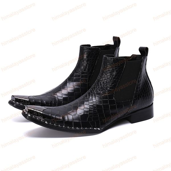 Stivali da caviglia per uomini di moda di lusso da uomo Black Stivali in pelle genuina scarpe da business party world scarpe