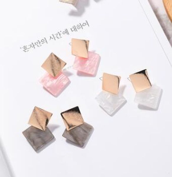 

2018 новый дизайн корея металл скраб квадратная оболочка сращивания серьги для женщин девушка лето акриловые уха ювелирные изделия подарок, Golden;silver