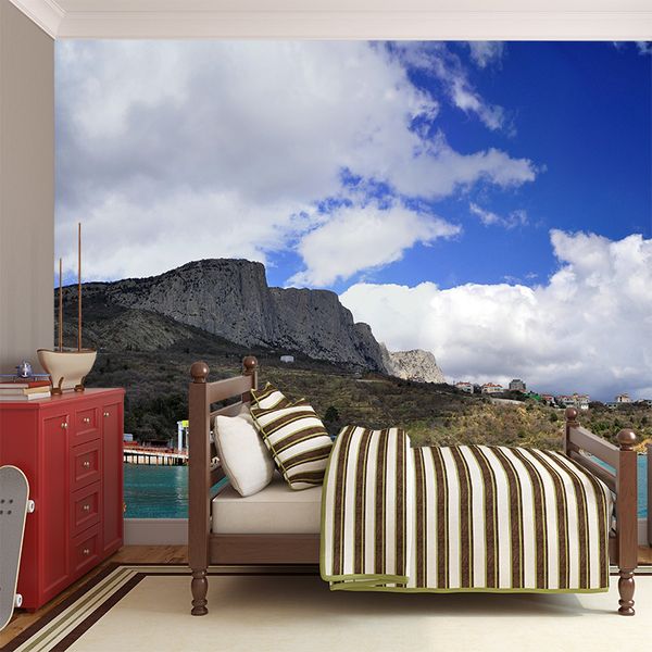 

2m width 1.5m height large murals 3d stereoscopic landscape wallpaper tv background wall wallpaper blue sky white clouds mural wall cover