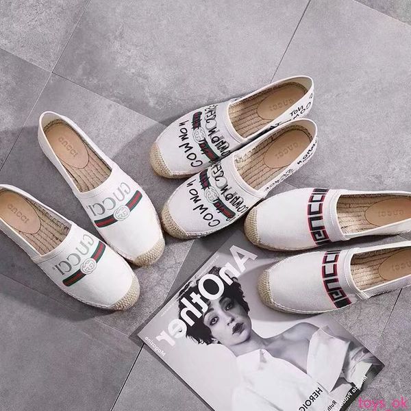 

2019 letter graffiti flat shoes espadrilles genuine leather woman espadrilles casual shoes 35-41 with box