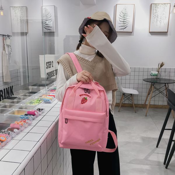 

teen school bag for girls backpack women bookbags middle student schoolbag large black embroidery fruit soft nylon college 2020