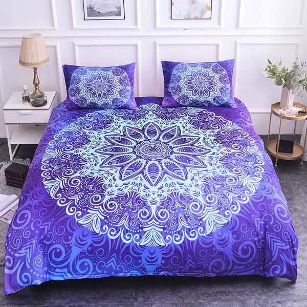 

zeimon blue bedding set bohemian mandala printing duvet cover microfiber fabric with pillowcase for boho home textiles bedspread