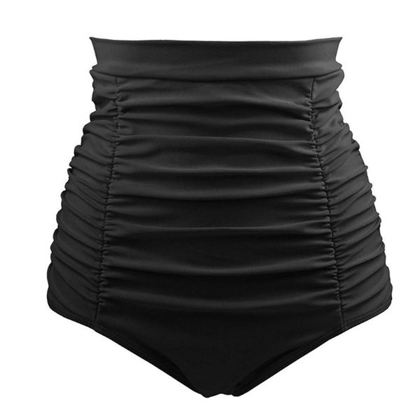 

plus size ruffle high waist bikini bottom women swimwear brazilian solid color swimsuit bathing suit s-3xl