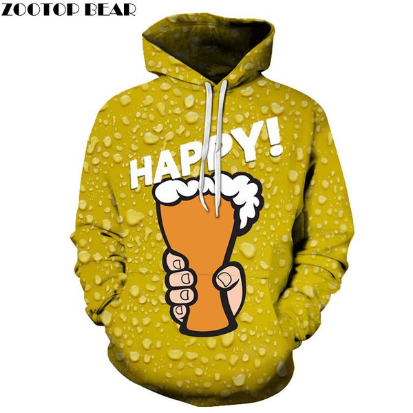 

abstract beer stout men hoodies sweatshirt loose brand yellow 3d pullover casual long sleeve streetwears drop ship zooear, Black