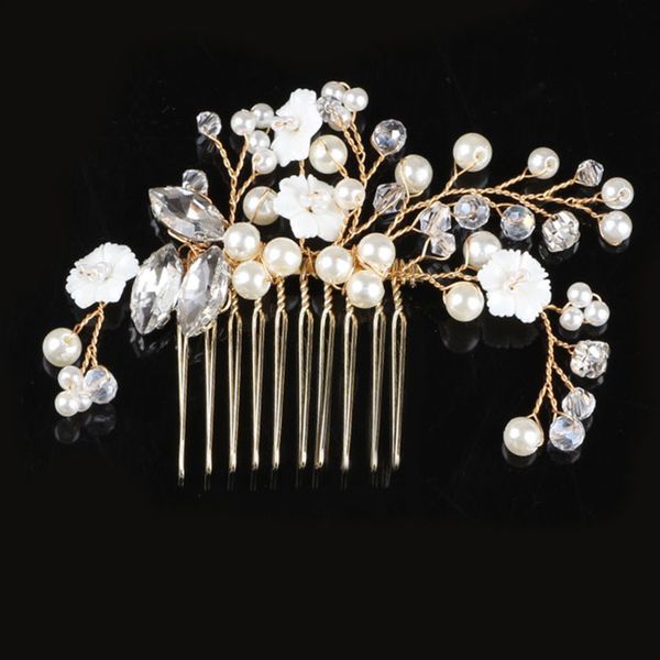

crystal shell flowers pearl hair combs for women trendy bride hair acessories wedding comb decorations