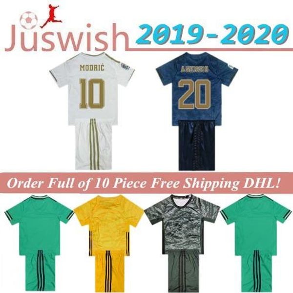 

2019/2020 kids real madrid soccer jersey #7 hazard kids kits with 19/20 football shirt asensio modric isco child soccer sets mayorista, Black