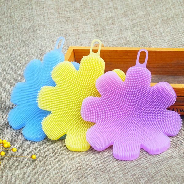 

губка для мытья посуды щетка антибактериальная пищевая силиконовая форма цветка чистящие щетки домашние повседневные предметы первой необход