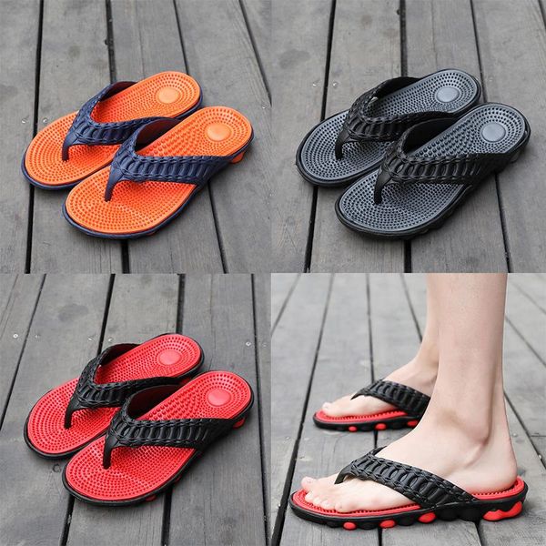

shoes for men sandals and slippers summer massage bottom fashion flip-flops non-slip soft bottom wear seaside vacation beach shoes, Black