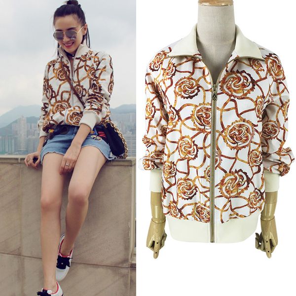 

2019 luxury designer fashion women white printing women's jacket tide baseball uniform women designer jackets plus size s-2xl, Black;brown