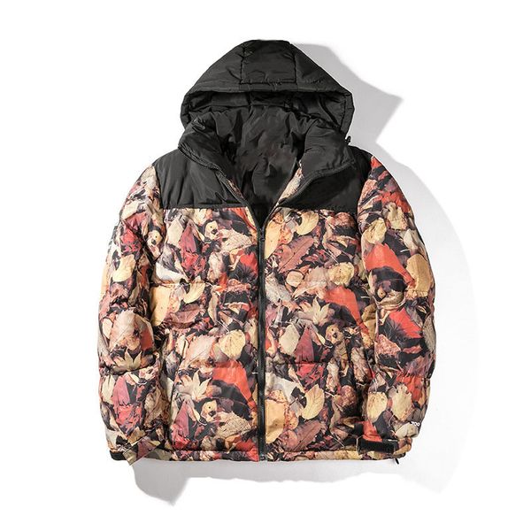 

luxury mens designer coat leaves printing parka winter jacket men women winter feather overcoat jacket down jacket coat size s, Black