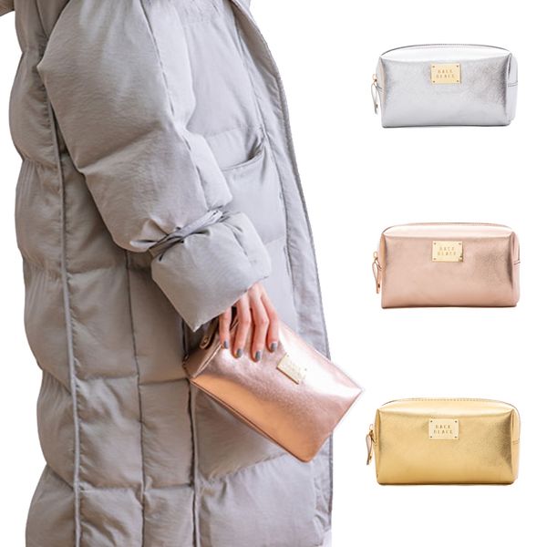 

women cosmetic bag for make up pouch female portable beauty toiletry travel organizer case ladies big gold silver makeup bag 487