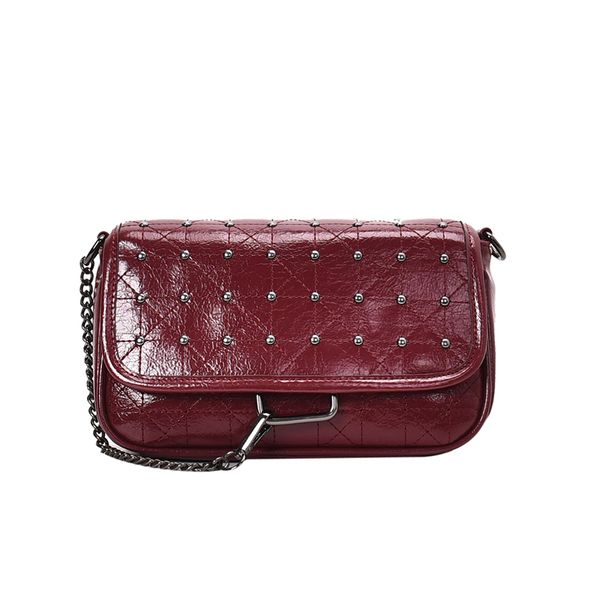 

2019 new retro crossbody bag women shoulder bag lattice rivet nubuck leather luxury handbags women bags designer