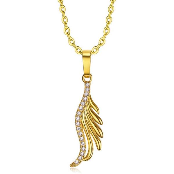 Neue koreanische kreative schmuck temperament engel flügel gold zirkon anhänger diamant halskette frauen zubehör