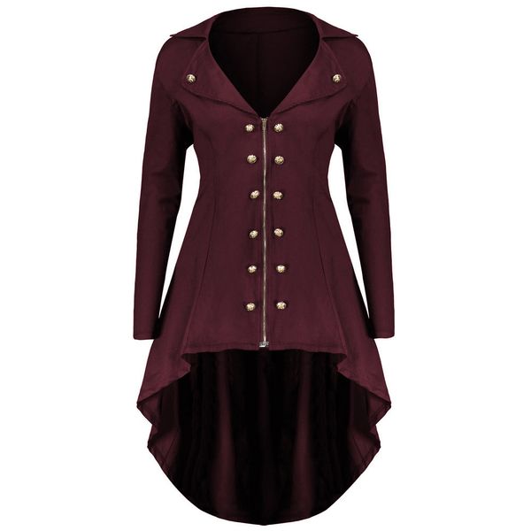 

vintage retro coats double breasted swallow tail wind coat v neck party fashion women coat, Black;brown