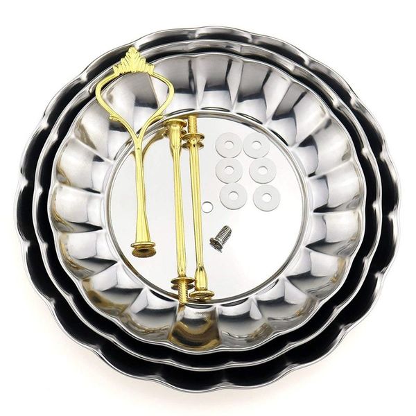 

fruit plates 3-tier stainless steel cake wedding stand fruits desserts candy cheese tableware plates display for wedding home pa fruit veg