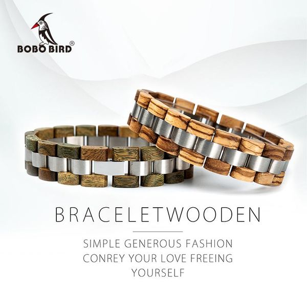 

stainless steel and wood men bracelet for men women bangles gift for lovers pulsera hombre, Golden;silver