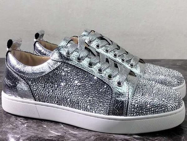 

red bottom sneakers new joker flat bottom casual sports low rivet shoes men white breathable leather rhinestone lovers board shoes women, Black