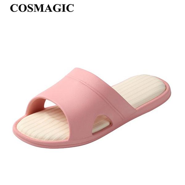 

cosmagic 2019 new indoor household slipper summer home anti-slip quick drying beach soft sole bathroom shower couple slippers, Black