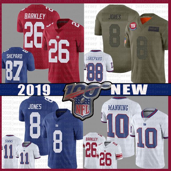 

26 saquon barkley football new jersey york giant 8 daniel jones 10 eli manning phil simms evan engram jerseys sterling shepard red, Black;red