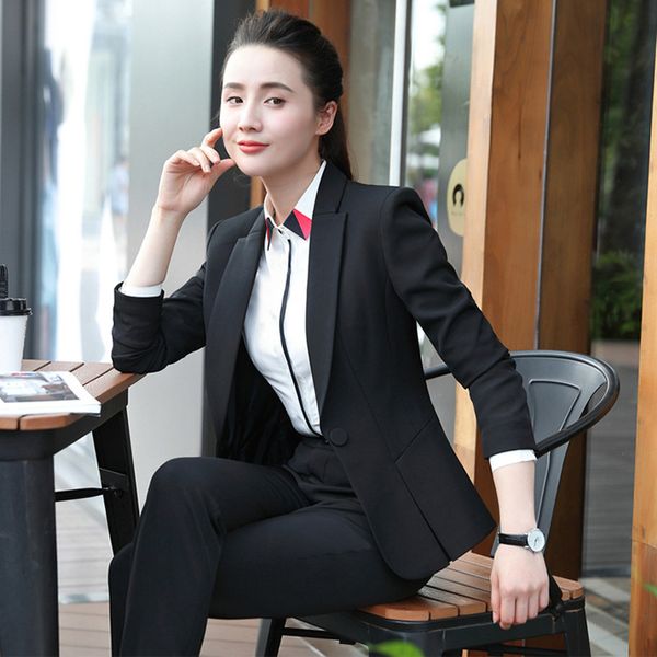 

izicfly new autumn spring ladies women's pants suits office uniform style business trouser suit work wear black blazer set 4xl, White;black