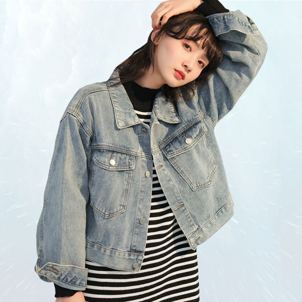

spring autumn denim jacket women 2019 korean version loose female coat retro fashion harajuku jeans jacket female clothing sl330, Black;brown